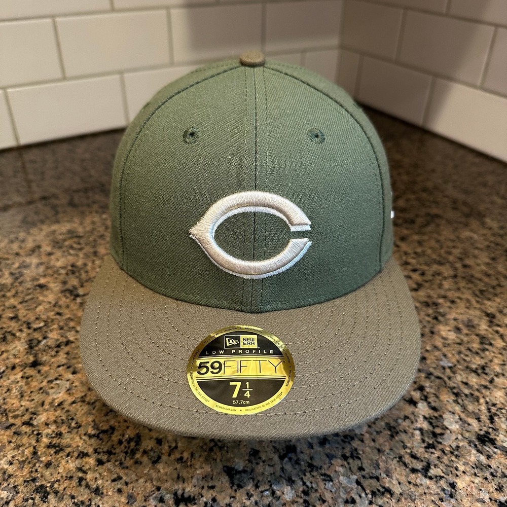 Cincinnati Reds New Era 59FIFTY Low Profile Fitted Hat 7 1/4 Olive Green New